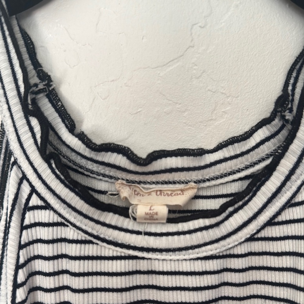 Hem & Thread Striped Ribbed Racerback Tank Top – Size L - Picture 2 of 3